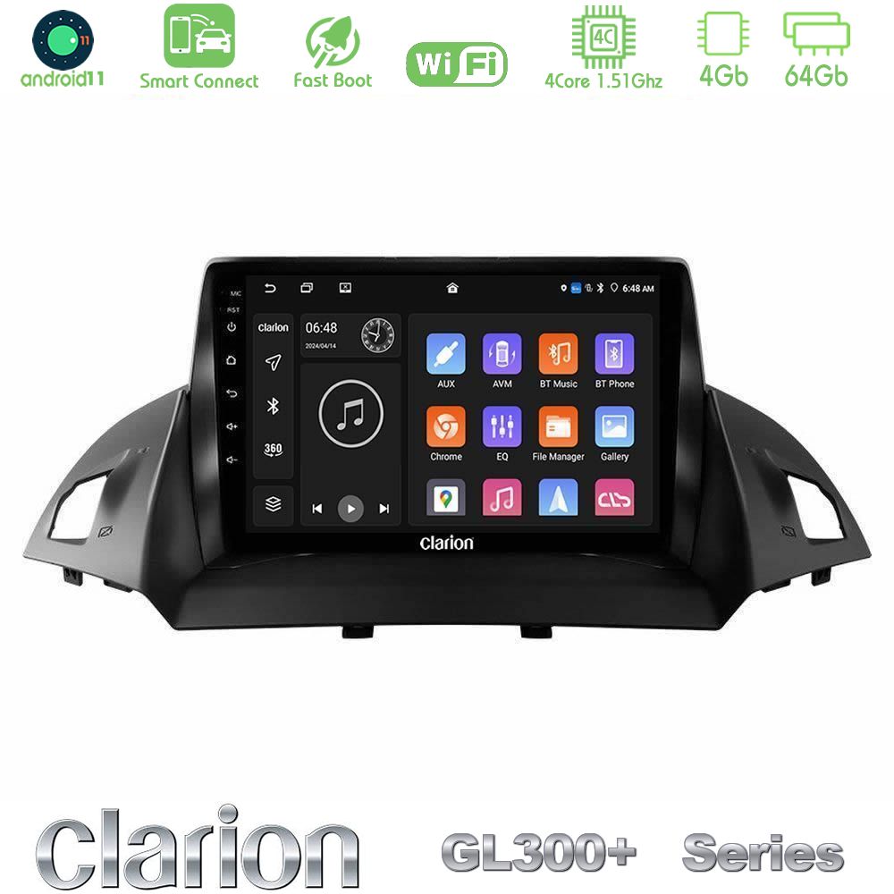 Clarion GL300+ Series 4Core Android11 4+64GB  Ford C-Max/Kuga Navigation Multimedia Tablet 9"