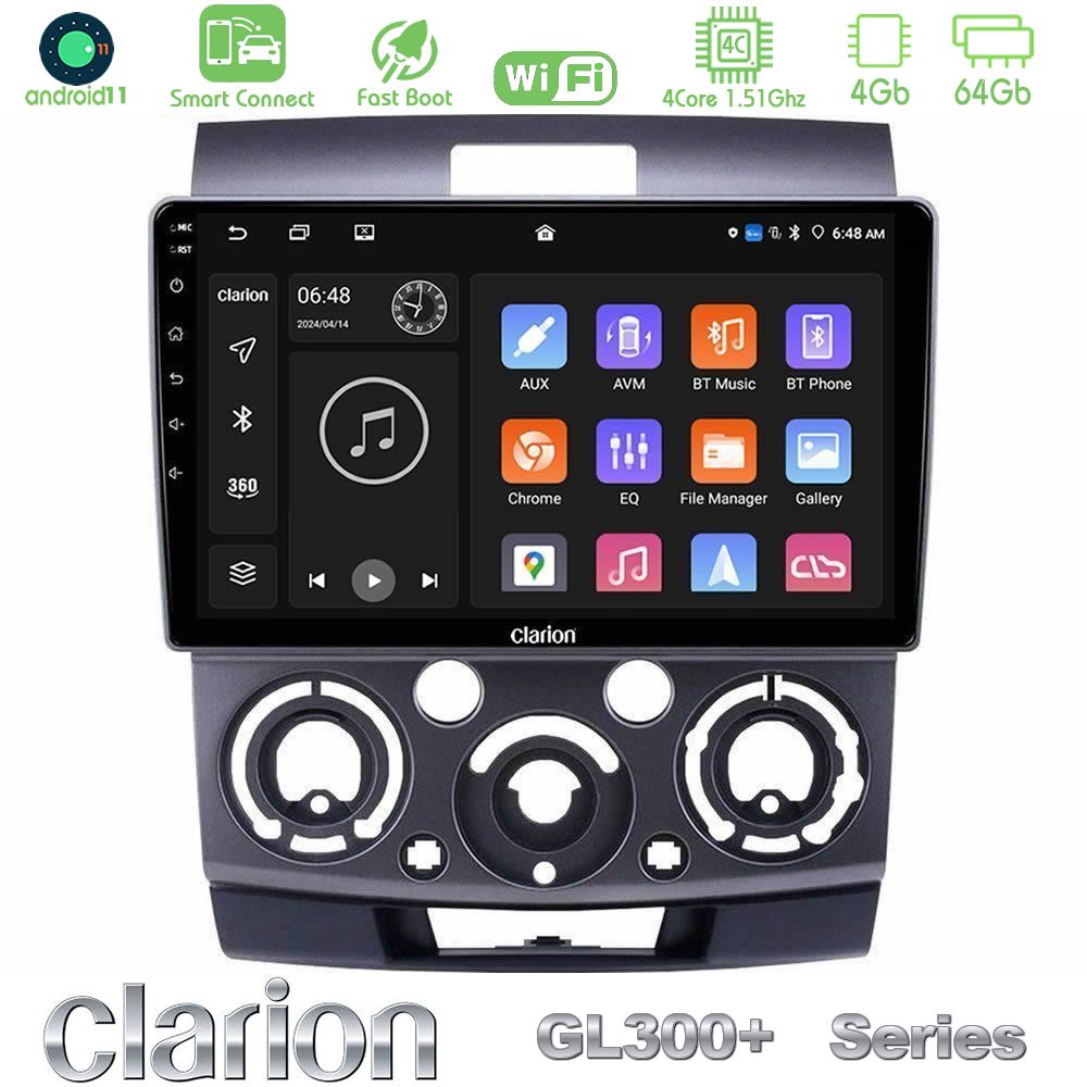 Clarion GL300+ Series 4Core Android11 4+64GB  Ford Ranger/Mazda BT50 Navigation Multimedia Tablet 9"