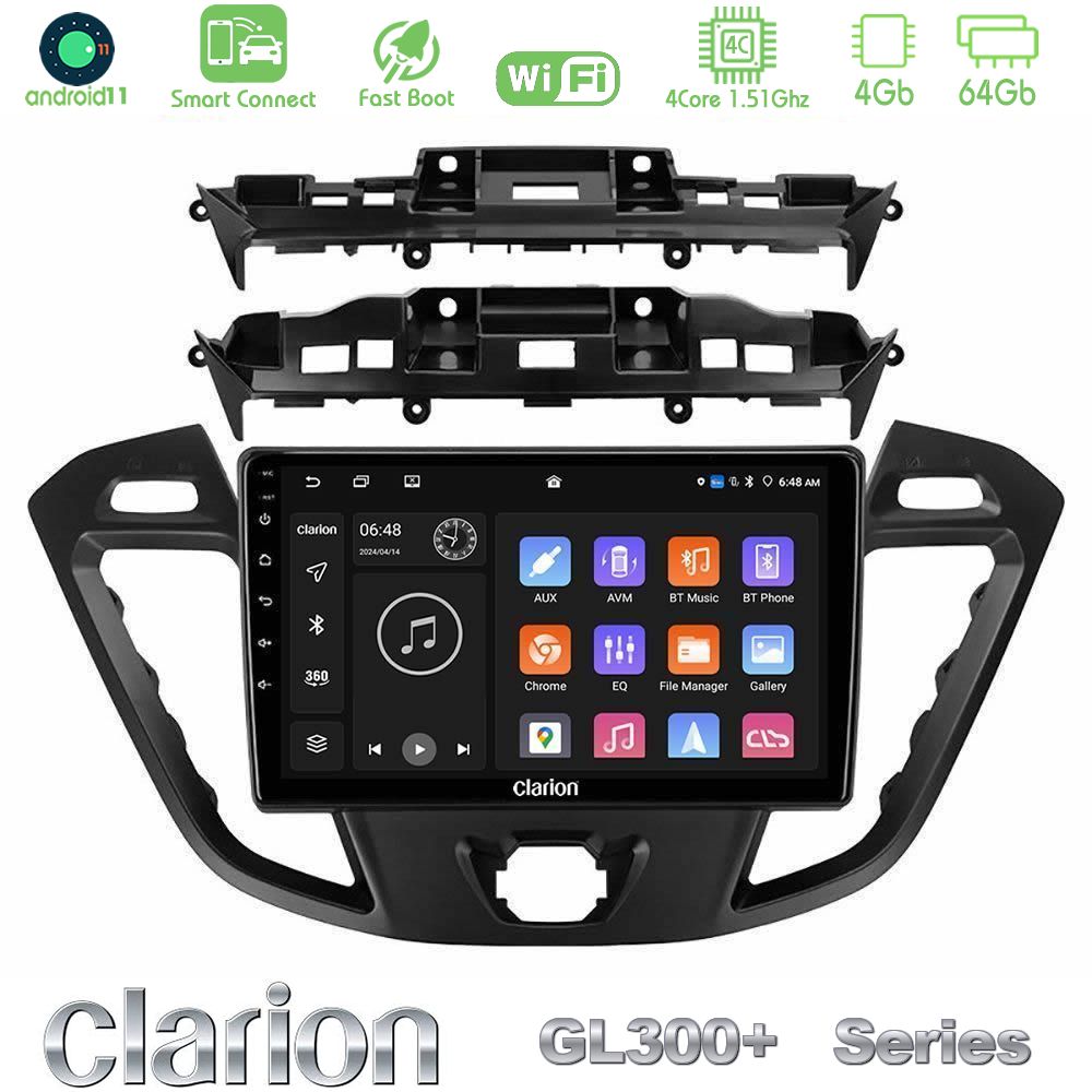 Clarion GL300+ Series 4Core Android11 4+64GB  Ford Transit Custom/Tourneo Custom Navigation Multimedia Tablet 9"