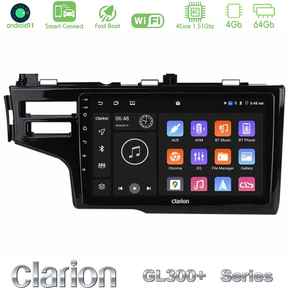 Clarion GL300+ Series 4Core Android11 4+64GB  Honda Jazz 2013-2020 Navigation Multimedia Tablet 9"