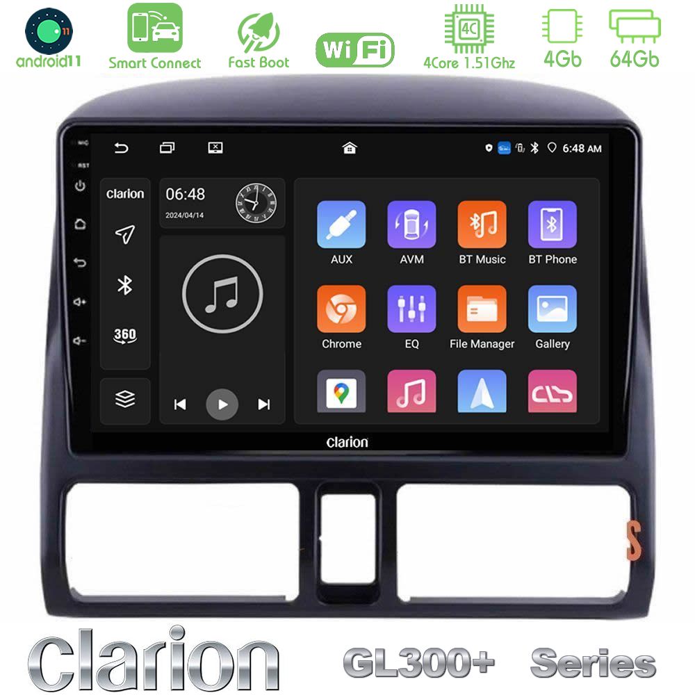 Clarion GL300+ Series 4Core Android11 4+64GB  Honda CRV 2002-2006 Navigation Multimedia Tablet 9"
