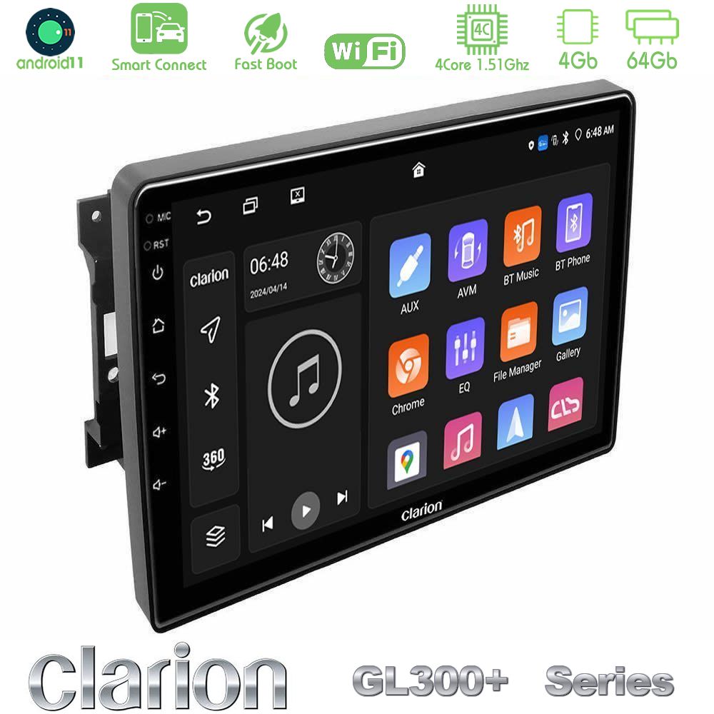 Clarion GL300+ Series 4Core Android11 4+64GB  Chrysler / Dodge / Jeep Navigation Multimedia Tablet 10"