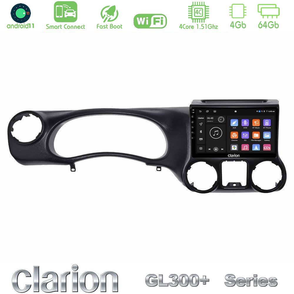 Clarion GL300+ Series 4Core Android11 4+64GB  Jeep Wrangler 2011-2014 Navigation Multimedia Tablet 10"
