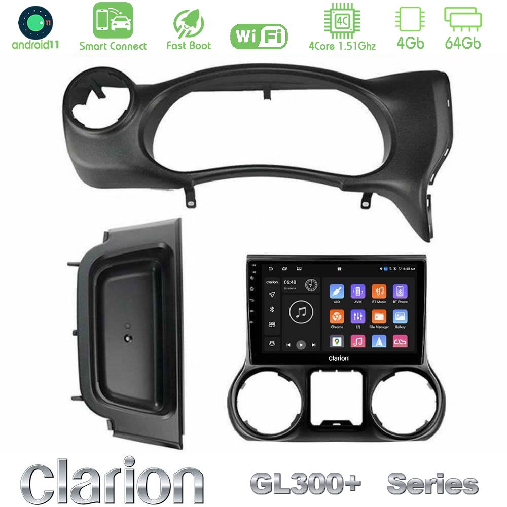Clarion GL300+ Series 4Core Android11 4+64GB  Jeep Wrangler 2014-2017 Navigation Multimedia Tablet 10"