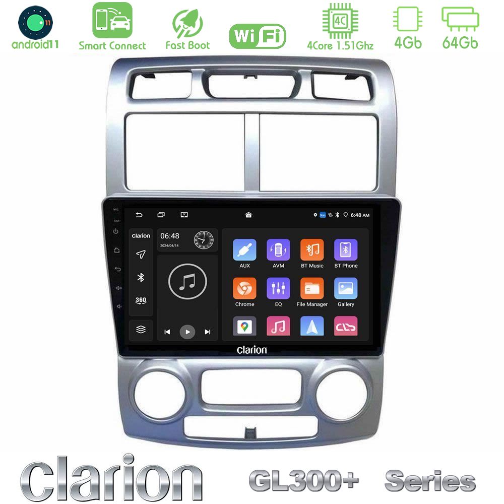 Clarion GL300+ Series 4Core Android11 4+64GB  Kia Sportage 2005-2008 Navigation Multimedia Tablet 9""