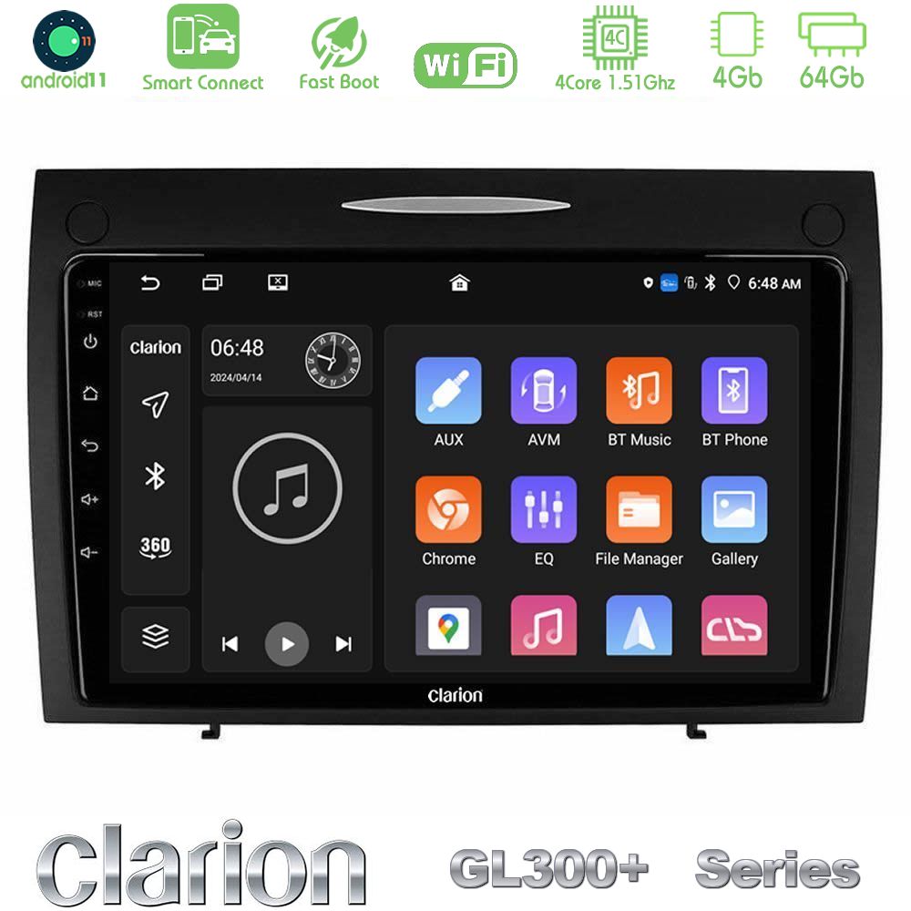 Clarion GL300+ Series 4Core Android11 4+64GB  Mercedes SLK Class Navigation Multimedia Tablet 9"