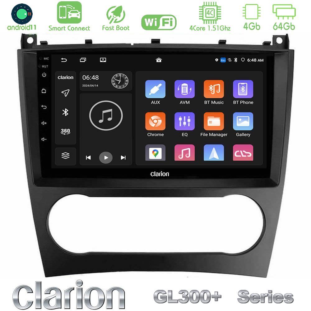 Clarion GL300+ Series 4Core Android11 4+64GB  Mercedes W203 Facelift Navigation Multimedia Tablet 9"