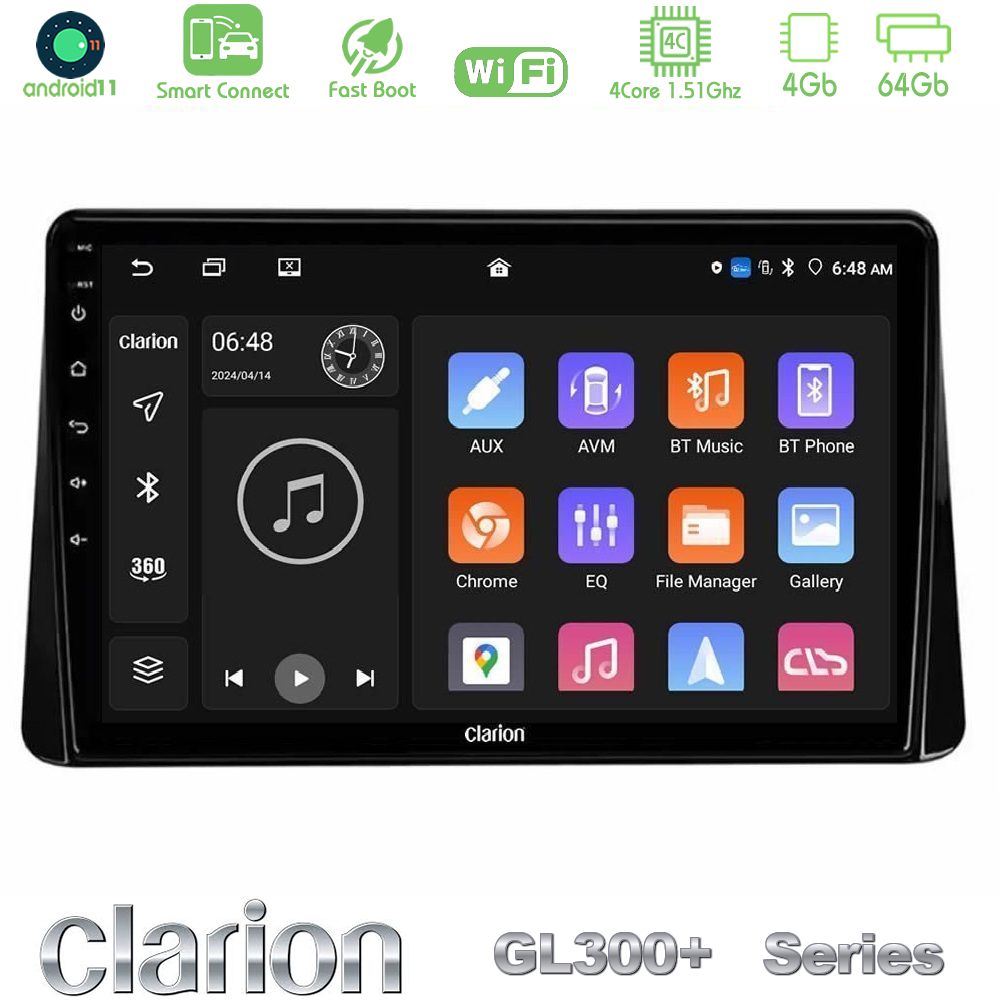 Clarion GL300+ Series 4Core Android11 4+64GB Mitsubishi Eclipse Cross 2018-2023 Navigation Multimedia Tablet 9"