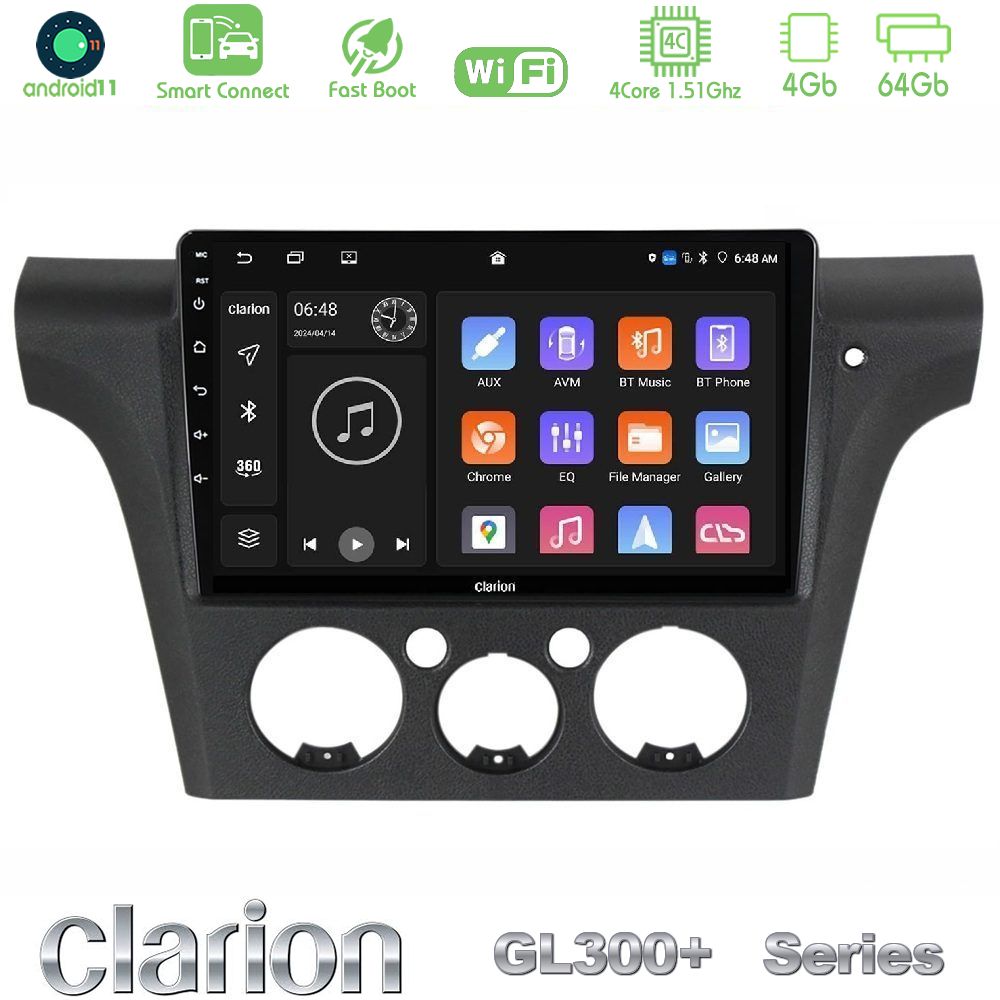 Clarion GL300+ Series 4Core Android11 4+64GB Mitsubishi Outlander 2002 – 2007 Navigation Multimedia Tablet 10"