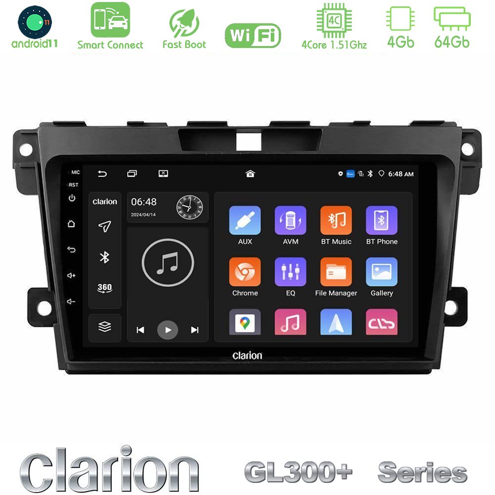 Clarion GL300+ Series 4Core Android11 4+64GB  Mazda CX-7 2007-2011 Navigation Multimedia Tablet 9"