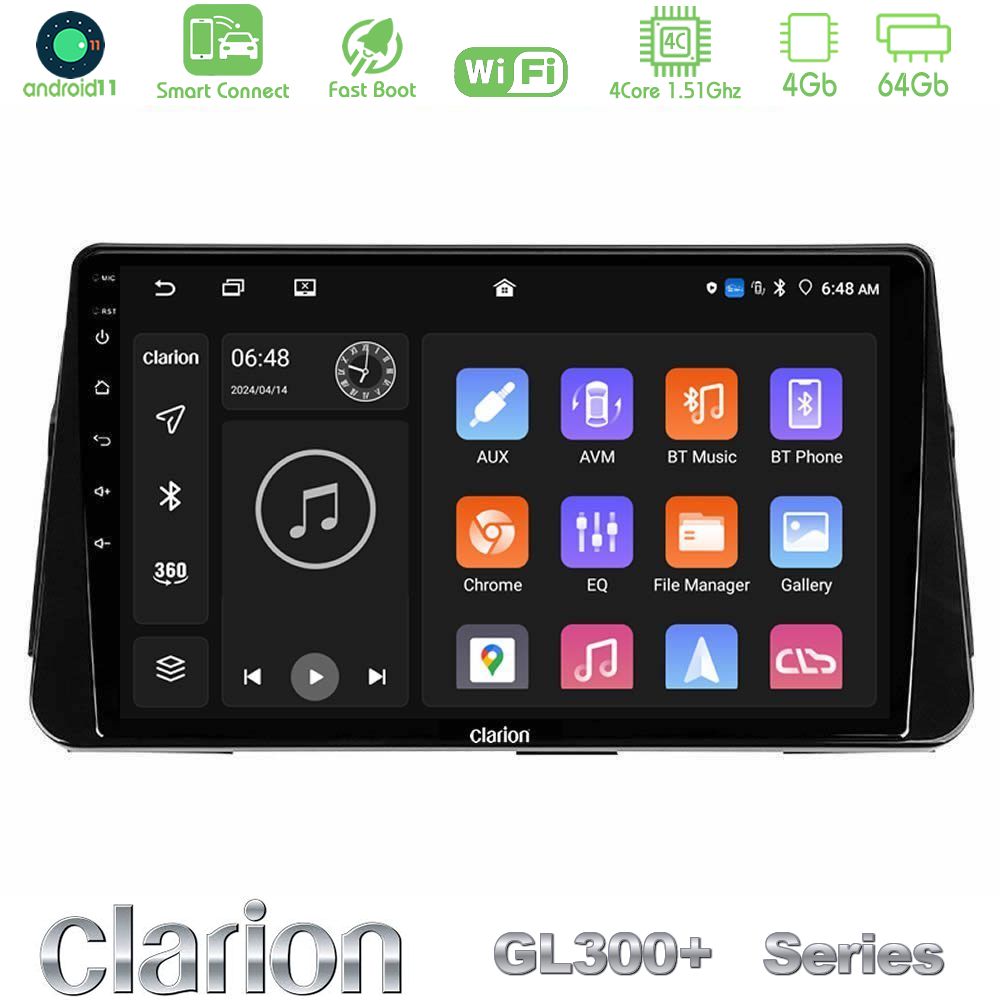 Clarion GL300+ Series 4Core Android11 4+64GB  Nissan Micra K14 Navigation Multimedia Tablet 9"