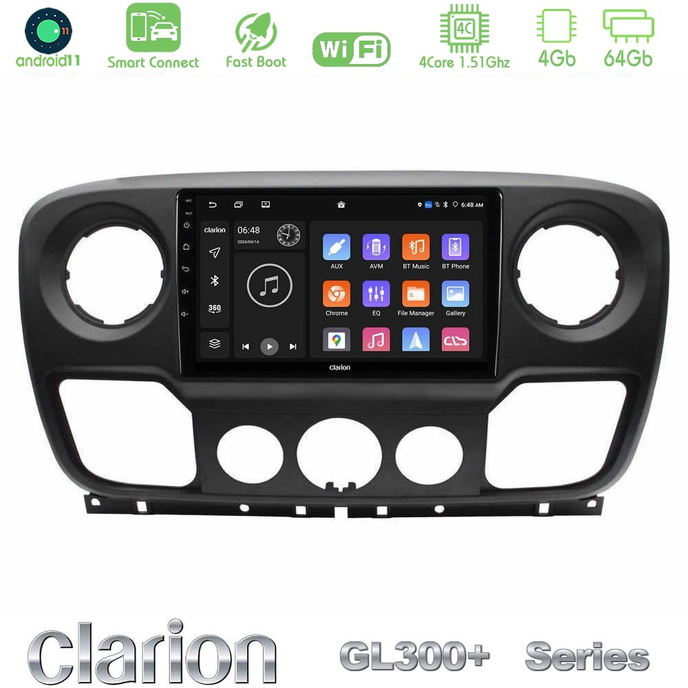 Clarion GL300+ Series 4Core Android11 4+64GB Renault/Nissan/Opel Navigation Multimedia Tablet 10"