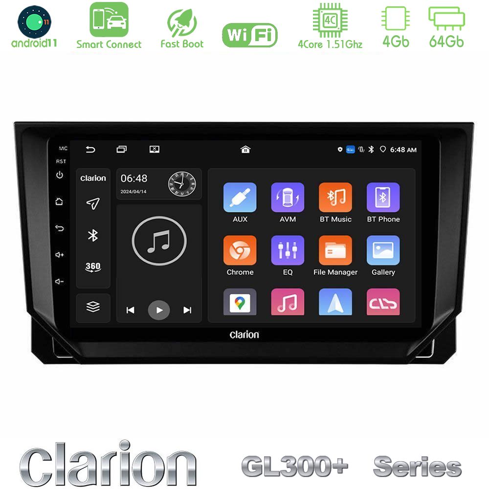 Clarion GL300+ Series 4Core Android11 4+64GB  Seat Arona/Ibiza Navigation Multimedia Tablet 9"