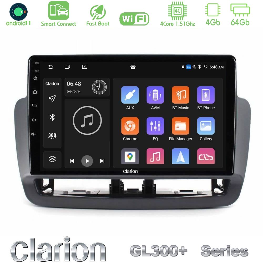 Clarion GL300+ Series 4Core Android11 4+64GB  Seat Ibiza 2012-2015 Navigation Multimedia Tablet 9"