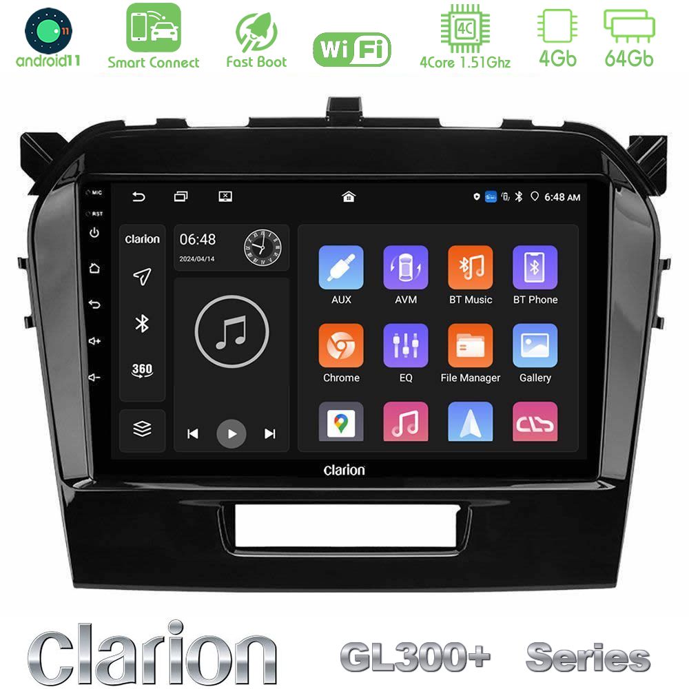 Clarion GL300+ Series 4Core Android11 4+64GB  Suzuki Vitara 2015-2021 Navigation Multimedia Tablet 9"
