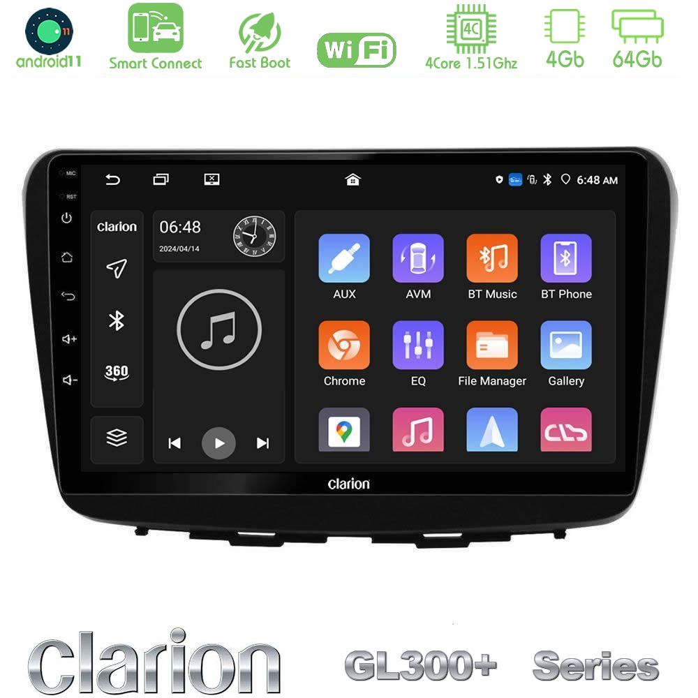 Clarion GL300+ Series 4Core Android11 4+64GB  Suzuki Baleno 2016-2021 Navigation Multimedia Tablet 9"