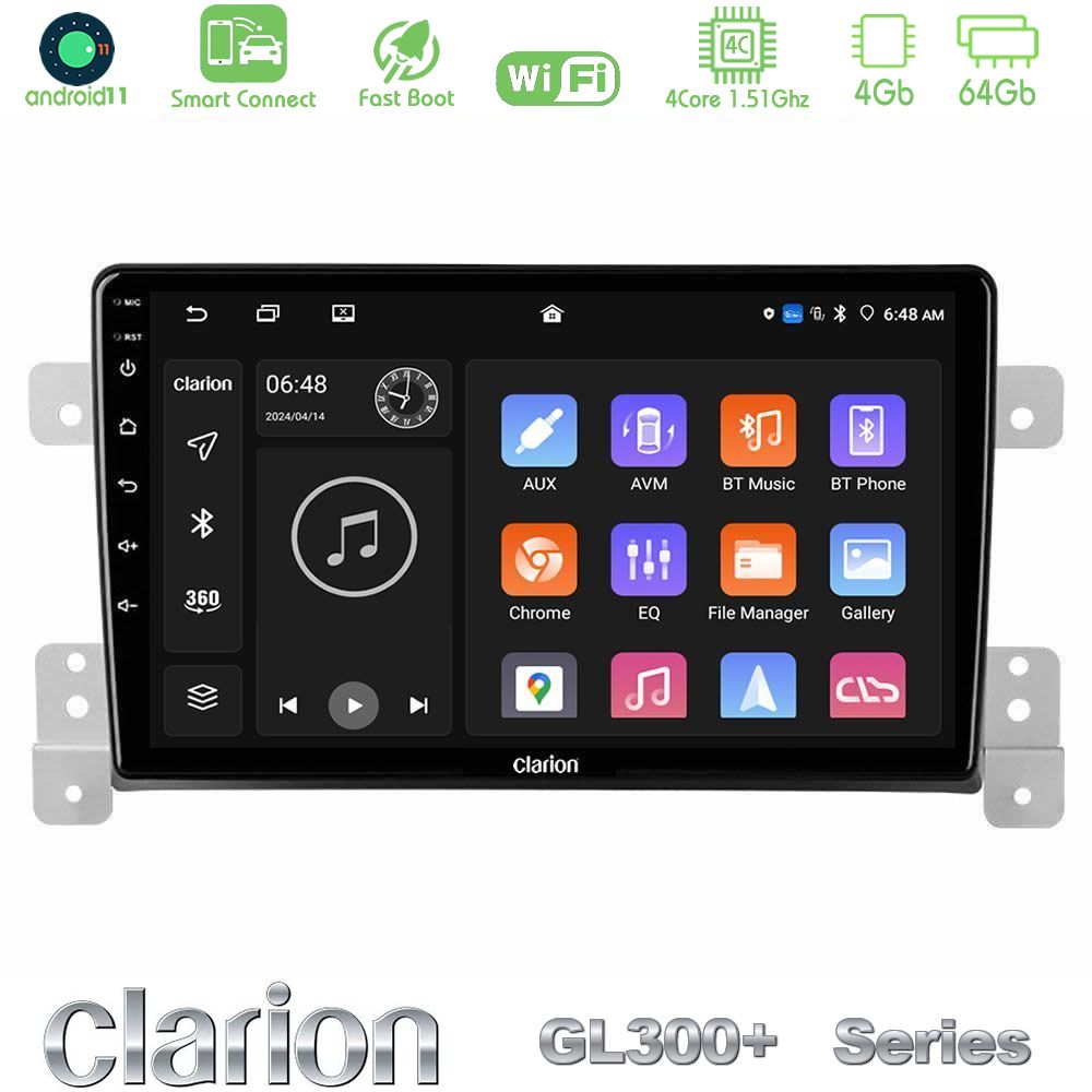 Clarion GL300+ Series 4Core Android11 4+64GB  Suzuki Grand Vitara Navigation Multimedia Tablet 9"