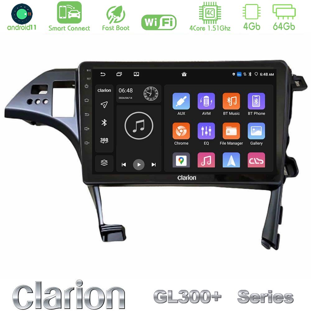 Clarion GL300+ Series 4Core Android11 4+64GB  Toyota Prius 2010-2015 Navigation Multimedia Tablet 10"