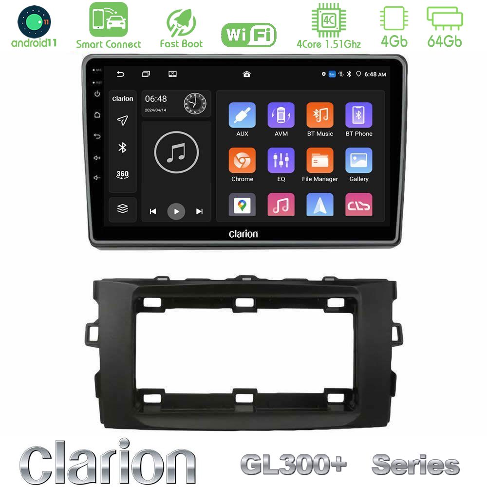 Clarion GL300+ Series 4Core Android11 4+64GB  Toyota Auris 2013-2016 Navigation Multimedia Tablet 10"