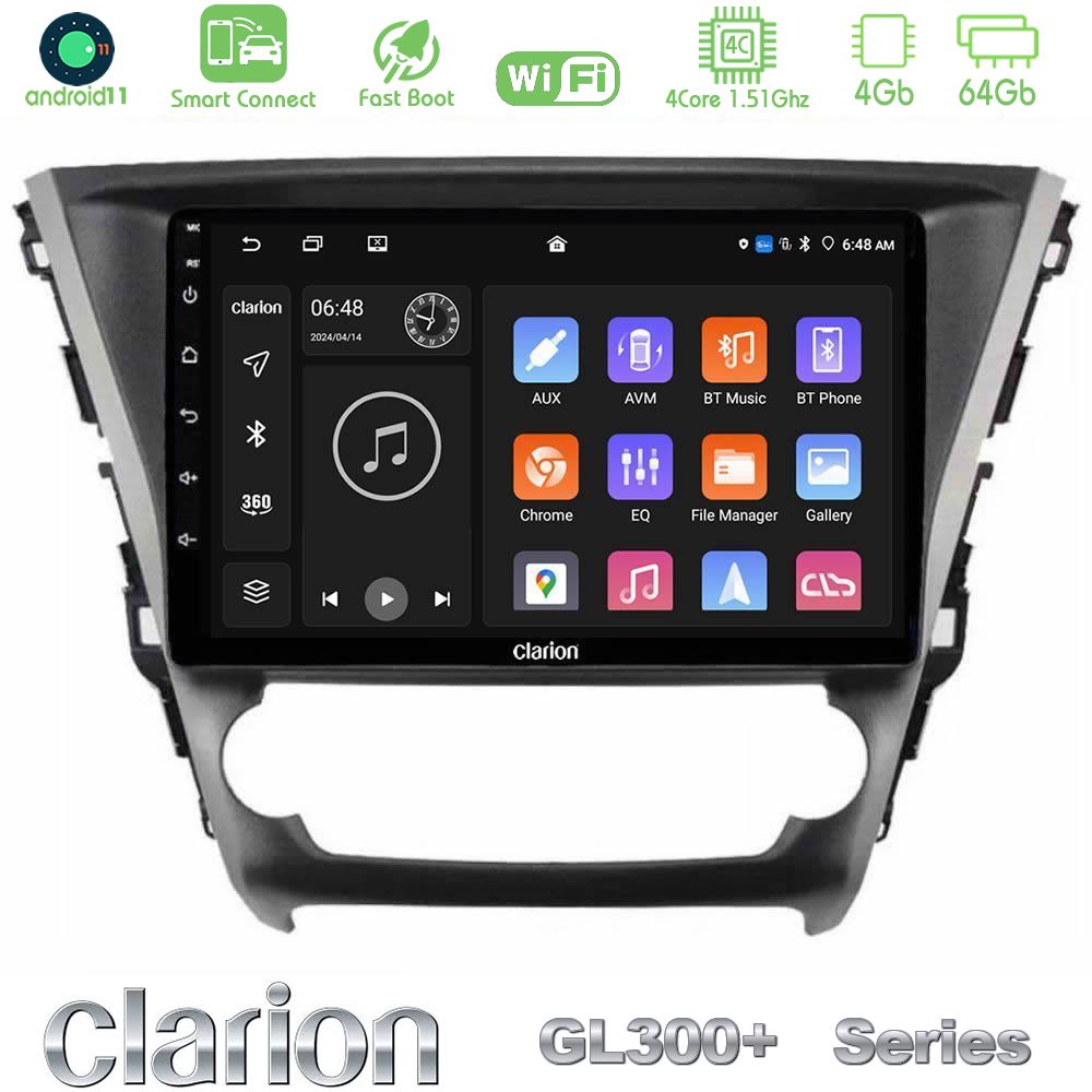 Clarion GL300+ Series 4Core Android11 4+64GB  Toyota Avensis 2015-2018 Navigation Multimedia Tablet 9"