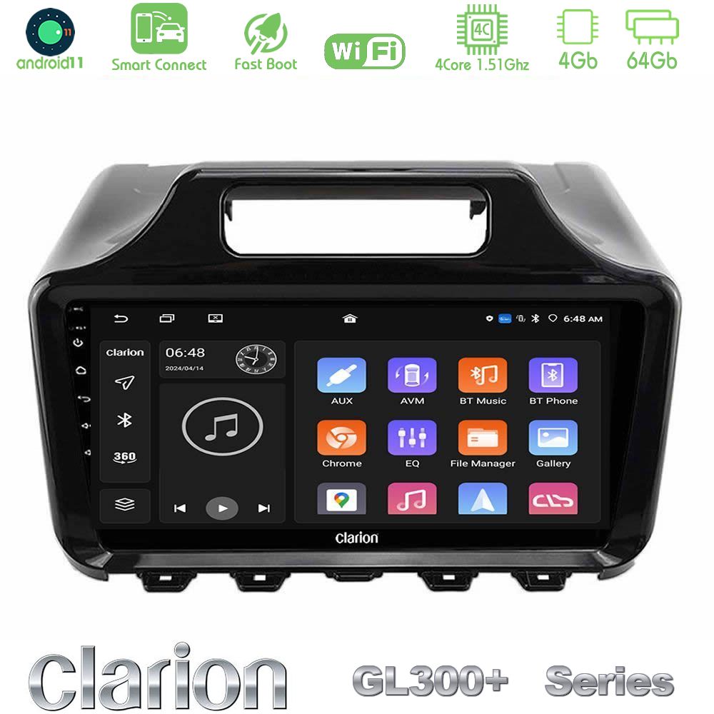 Clarion GL300+ Series 4Core Android11 4+64GB  Toyota iQ 2008 – 2015 Navigation Multimedia Tablet 9"