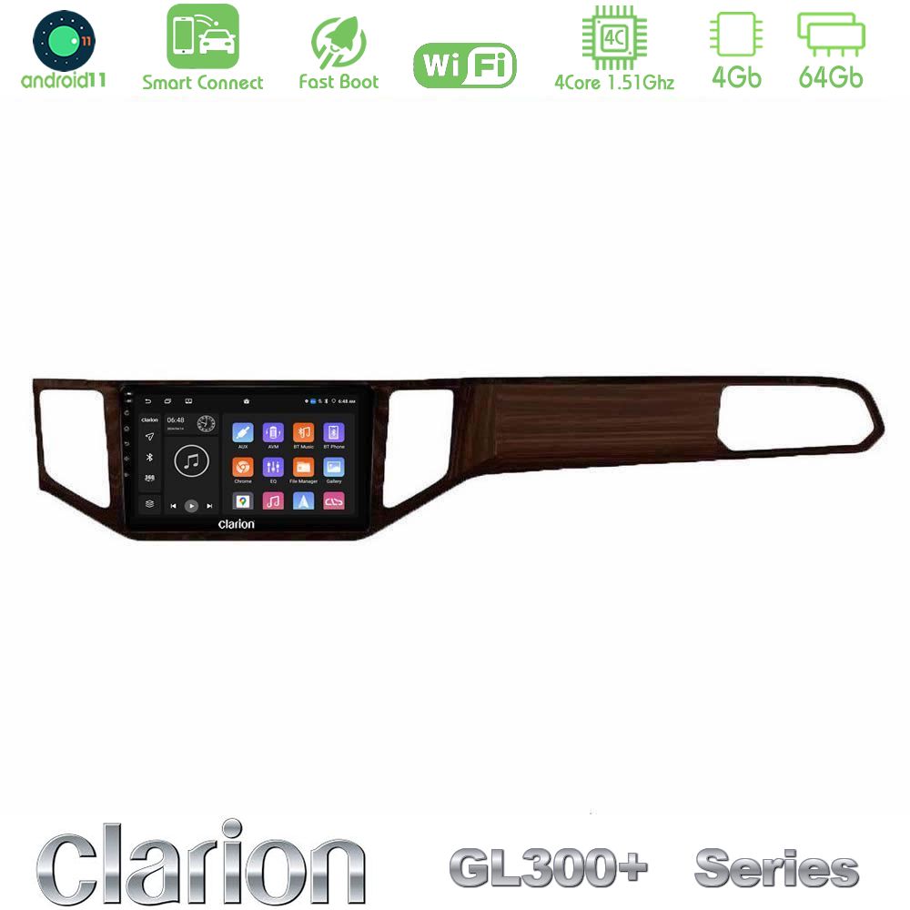 Clarion GL300+ Series 4Core Android11 4+64GB  VW Sportsvan 2014-2020 Navigation Multimedia Tablet 9" (Ξύλινη απόχρωση)