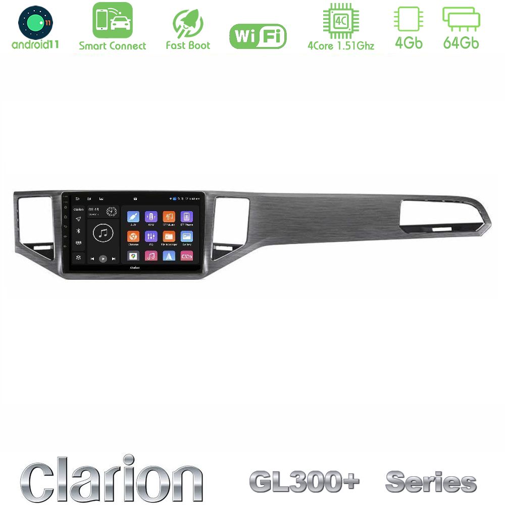 Clarion GL300+ Series 4Core Android11 4+64GB     VW Sportsvan 2014-2020 Navigation Multimedia Tablet 9"  (Silver/Grey Color)