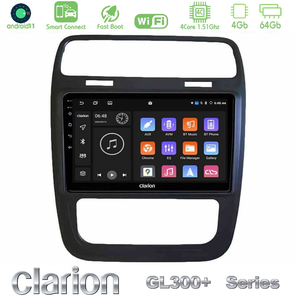 Clarion GL300+ Series 4Core Android11 4+64GB VW Scirocco 2014 – 2017 Navigation Multimedia Tablet 9"