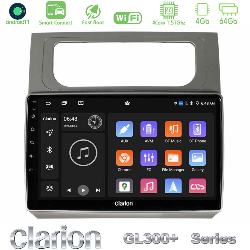 Clarion GL300+ Series 4Core Android11 4+64GB  VW Touran 2011-2015 Navigation Multimedia Tablet 10"