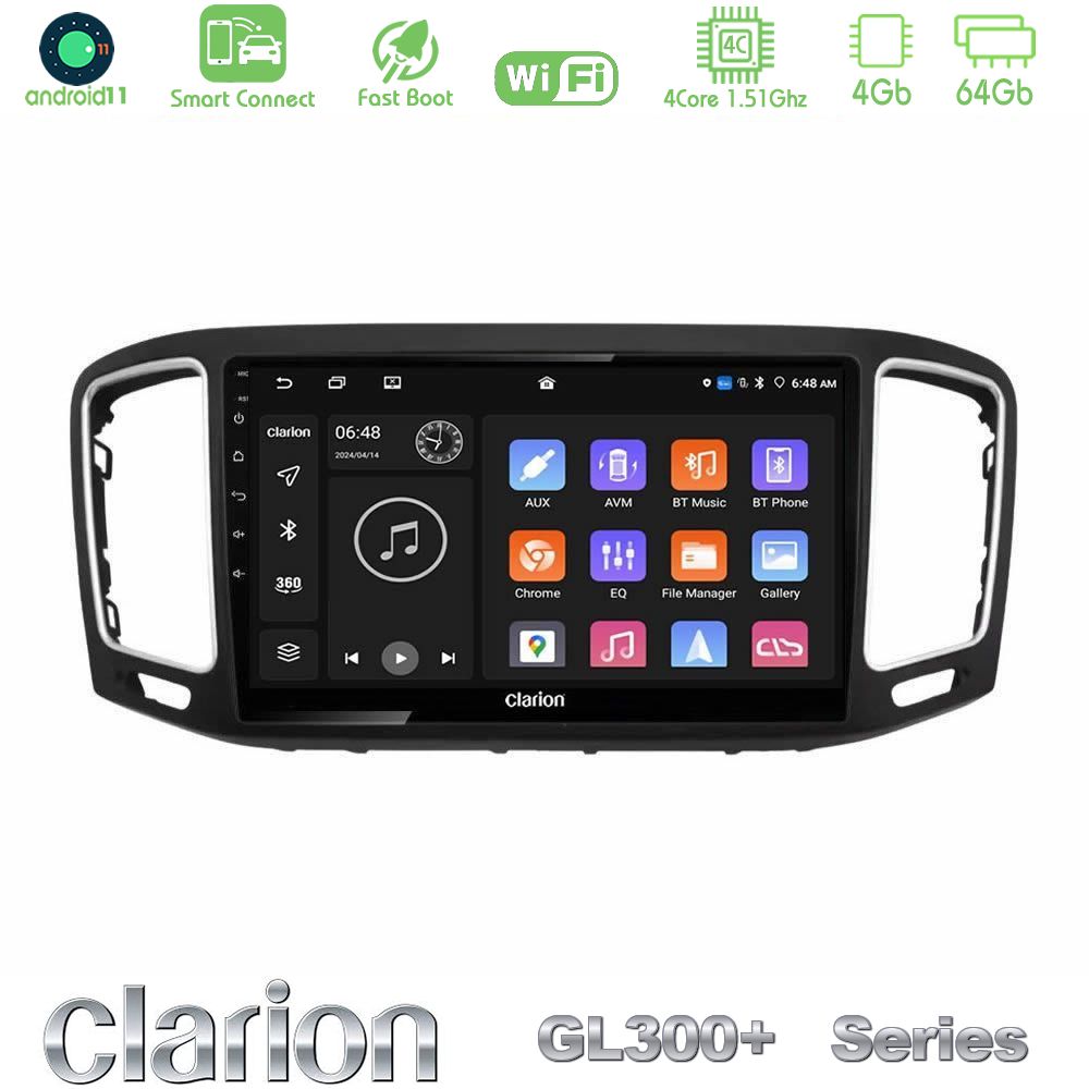 Clarion GL300+ Series 4Core Android11 4+64GB VW Sharan 2010-2015 Navigation Multimedia Tablet 9"