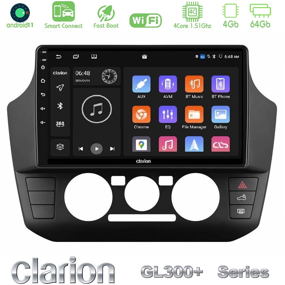 Clarion GL300+ Series 4Core Android11 4+64GB VW Up/Skoda Citigo/Seat Mii Navigation Multimedia Tablet 9"
