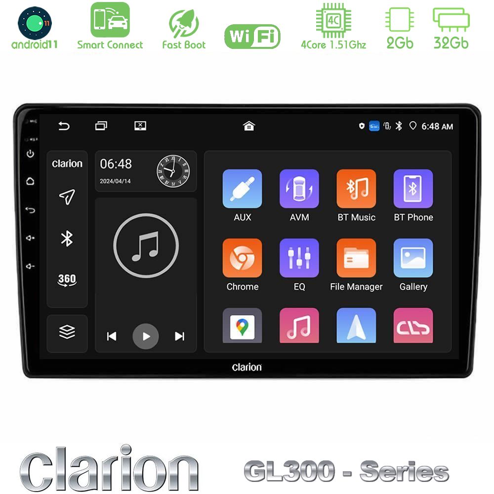 Clarion GL300 Series Alfa Romeo Mito 2008-2014 4Core Android11 2+32GB Navigation Multimedia Tablet 9" Με Carplay & Android Auto