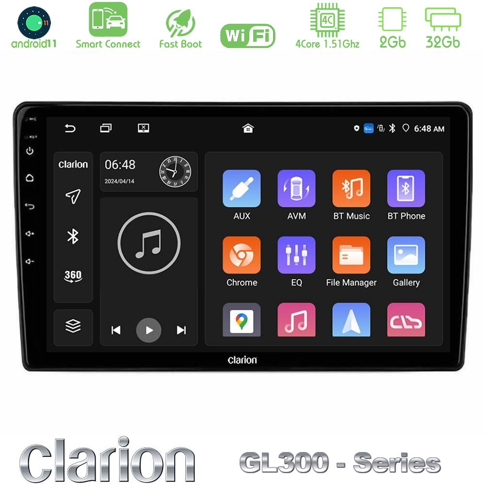Clarion GL300 Series Alfa Romeo Giulietta 2014-2021 4Core Android11 2+32GB Navigation Multimedia Tablet 10" Με Carplay & Android Auto
