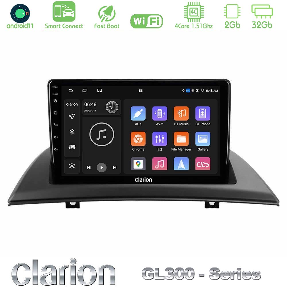 Clarion GL300 Series 4Core Android11 2+32GB BMW E83 Navigation Multimedia Tablet 9" Με Carplay & Android Auto