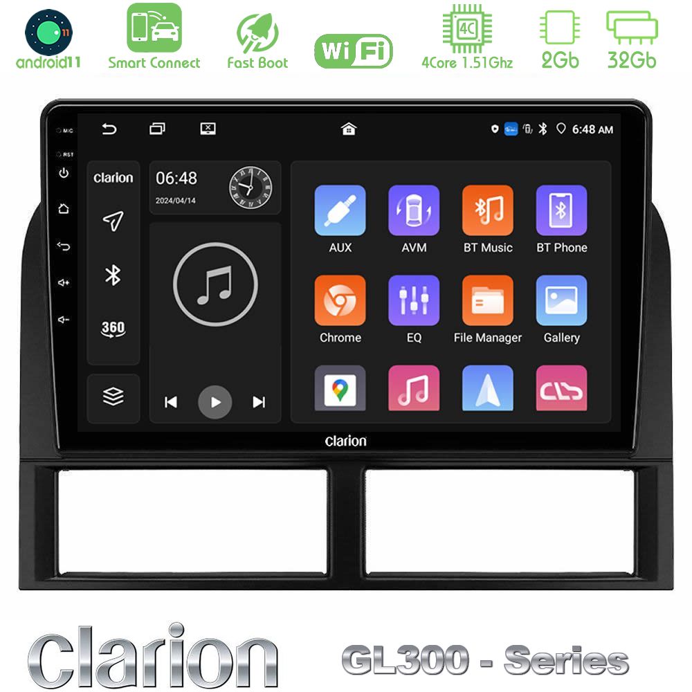 Clarion GL300 Series 4Core Android11 2+32GB Jeep Grand Cherokee 1999-2004 Navigation Multimedia Tablet 9" Με Carplay & Android Auto