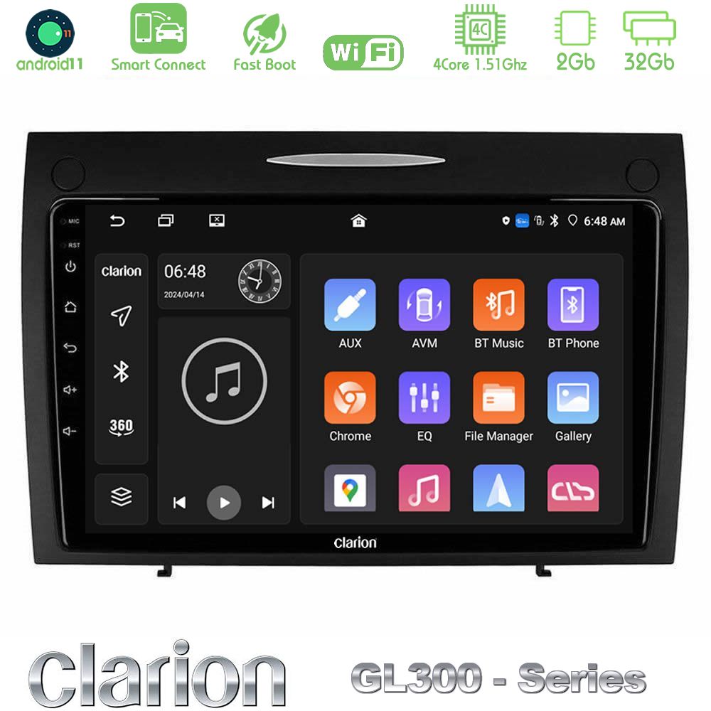 Clarion GL300 Series 4Core Android11 2+32GB Mercedes SLK Class Navigation Multimedia Tablet 9" Με Carplay & Android Auto