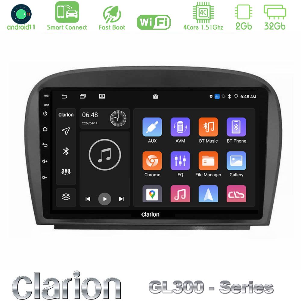 Clarion GL300 Series 4Core Android11 2+32GB Mercedes SL Class 2005-2011 Navigation Multimedia Tablet 9" Με Carplay & Android Auto