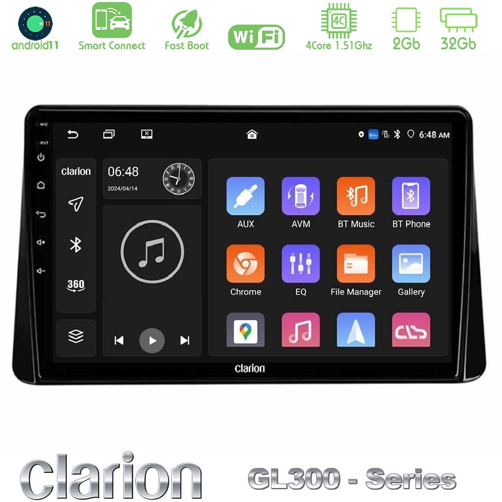 Clarion GL300 Series 4Core Android11 2+32GB Mitsubishi Eclipse Cross 2018-2023 Navigation Multimedia Tablet 9" Με Carplay & Android Auto