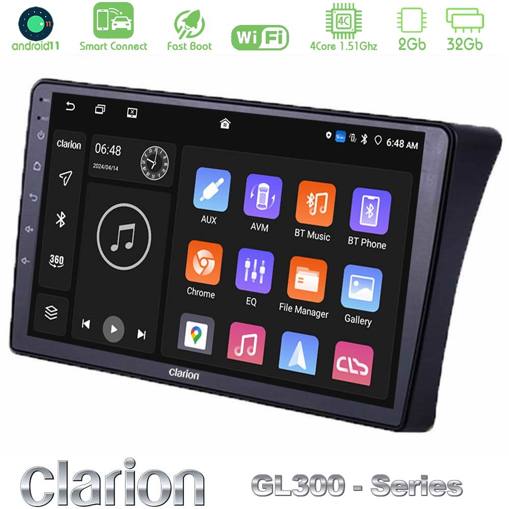 Clarion GL300 Series 4Core Android11 2+32GB Nissan Navara D40 Navigation Multimedia Tablet 9" Με Carplay & Android Auto