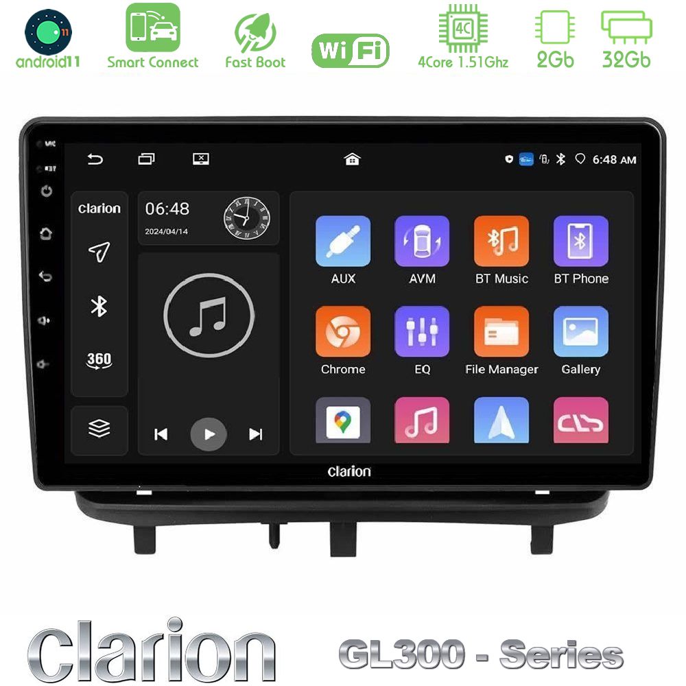 Clarion GL300 Series 4Core Android11 2+32GB Opel Corsa D 2006-2014 Navigation Multimedia Tablet 9" Με Carplay & Android Auto (Top Mount)