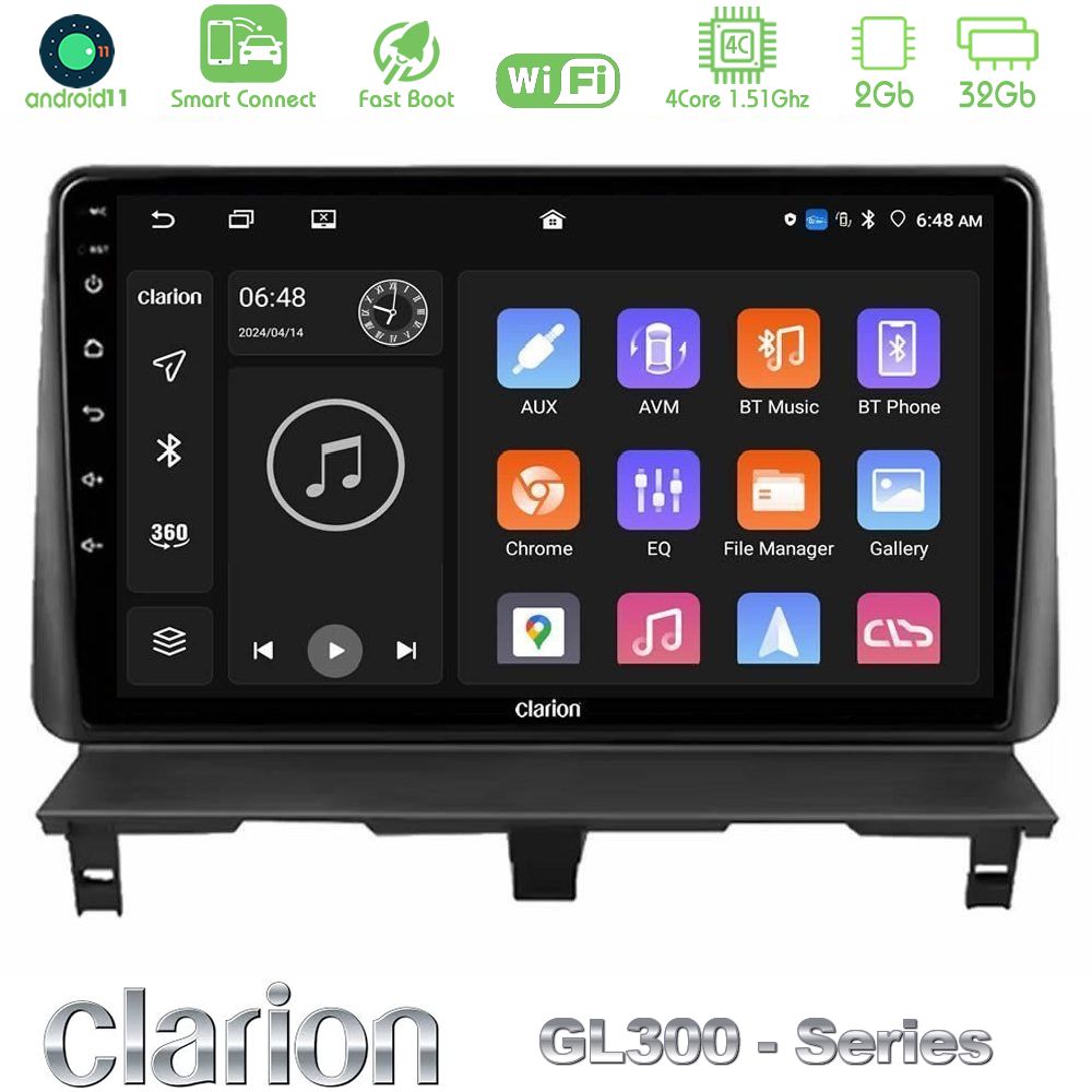 Clarion GL300 Series 4Core Android11 2+32GB Peugeot Partner / Citroën Berlingo 2002-2008 Navigation Multimedia Tablet 9" Με Carplay & Android Auto