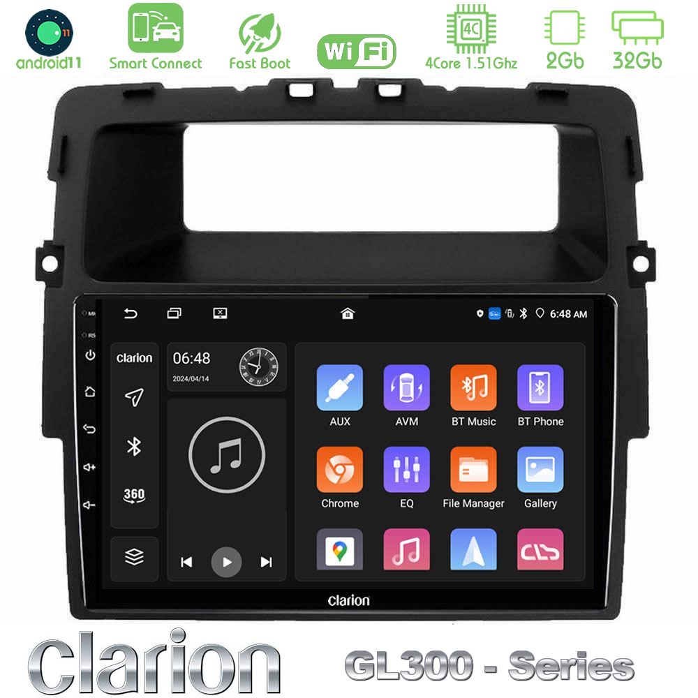 Clarion GL300 Series 4Core Android11 2+32GB Renault/Nissan/Opel Navigation Multimedia Tablet 10" Με Carplay & Android Auto