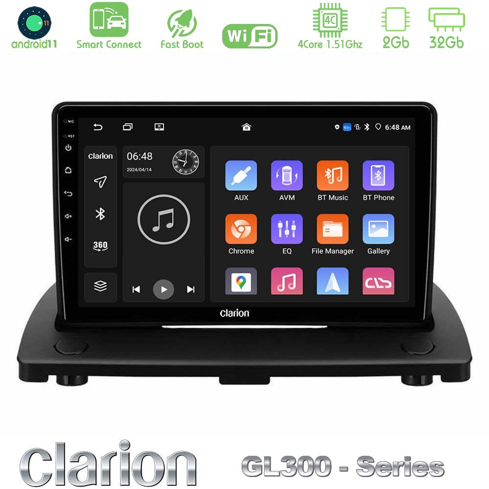 Clarion GL300 Series 4Core Android11 2+32GB Volvo XC90 2006-2014 Navigation Multimedia Tablet 9" Με Carplay & Android Auto