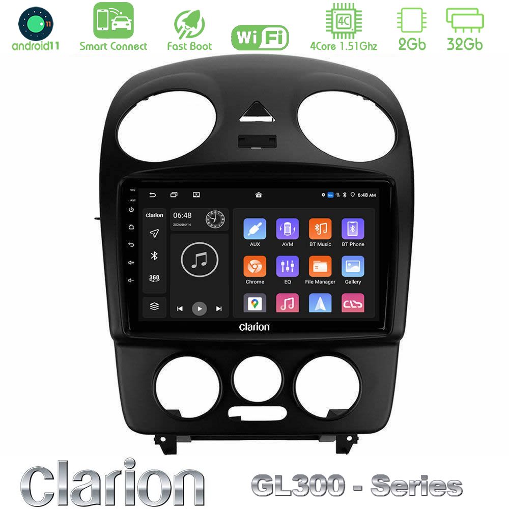 Clarion GL300 Series 4Core Android11 2+32GB VW Beetle Navigation Multimedia Tablet 9" Με Carplay & Android Auto