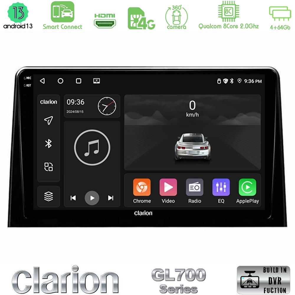Clarion GL700 Series 8Core Android13 4+64GB Peugeot Partner / Citroen Berlingo 2020-> Navigation Multimedia Tablet 10" Με Carplay & Android Auto