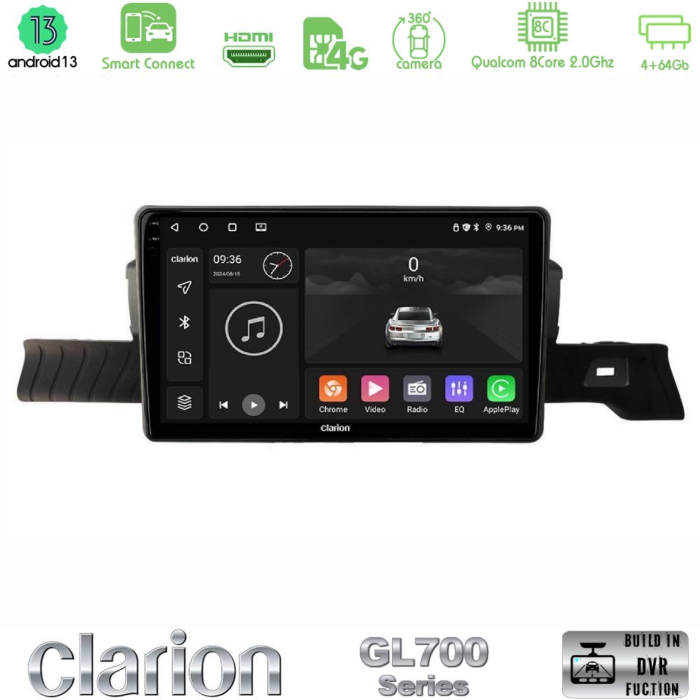 Clarion GL700 Series 8Core Android13 4+64GB Citroen C3 You 2025-> Navigation Multimedia Tablet 9" Με Carplay & Android Auto