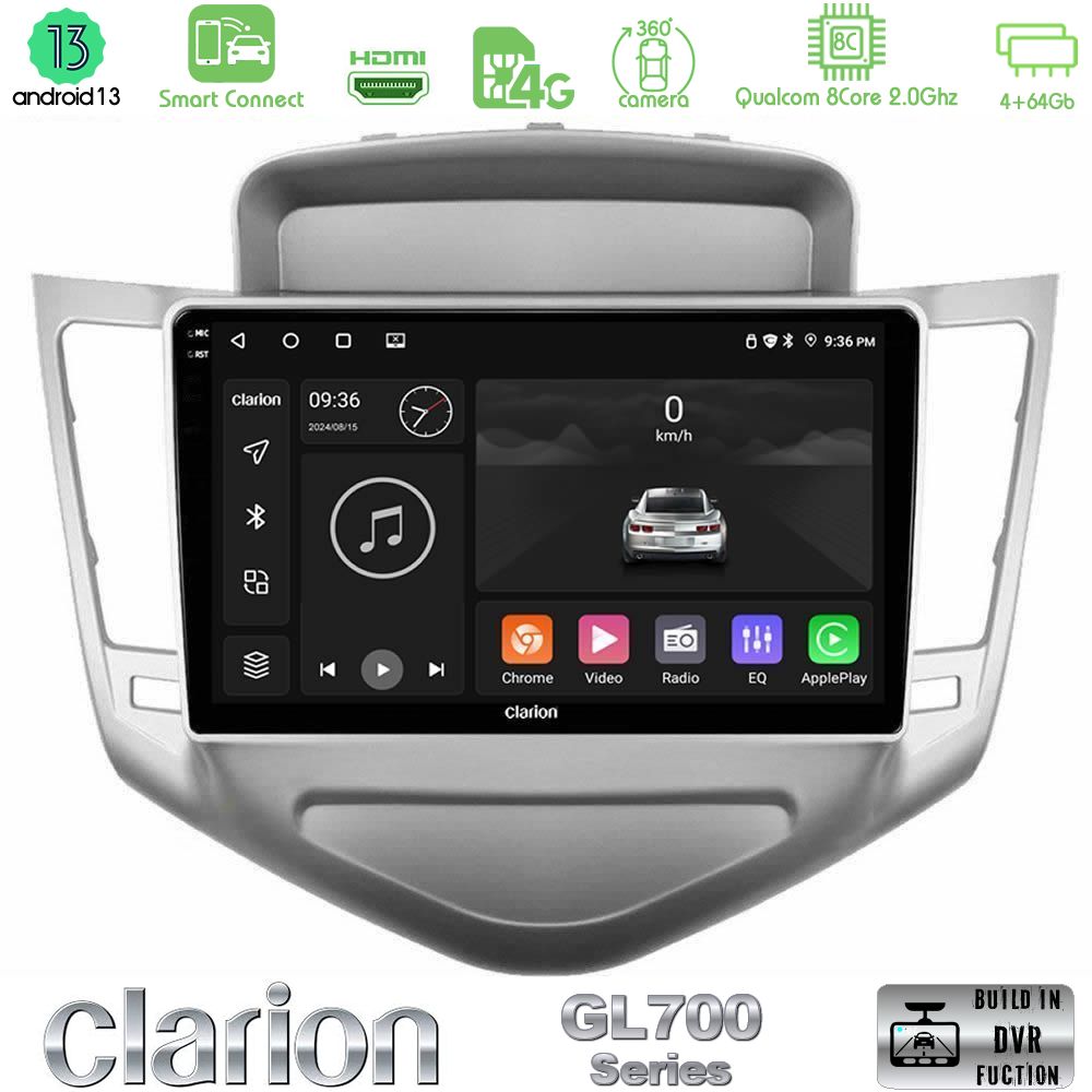 Clarion GL700 Series 8Core Android13 4+64GB Chevrolet Cruze 2009-2012 Navigation Multimedia Tablet 9" Με Carplay & Android Auto