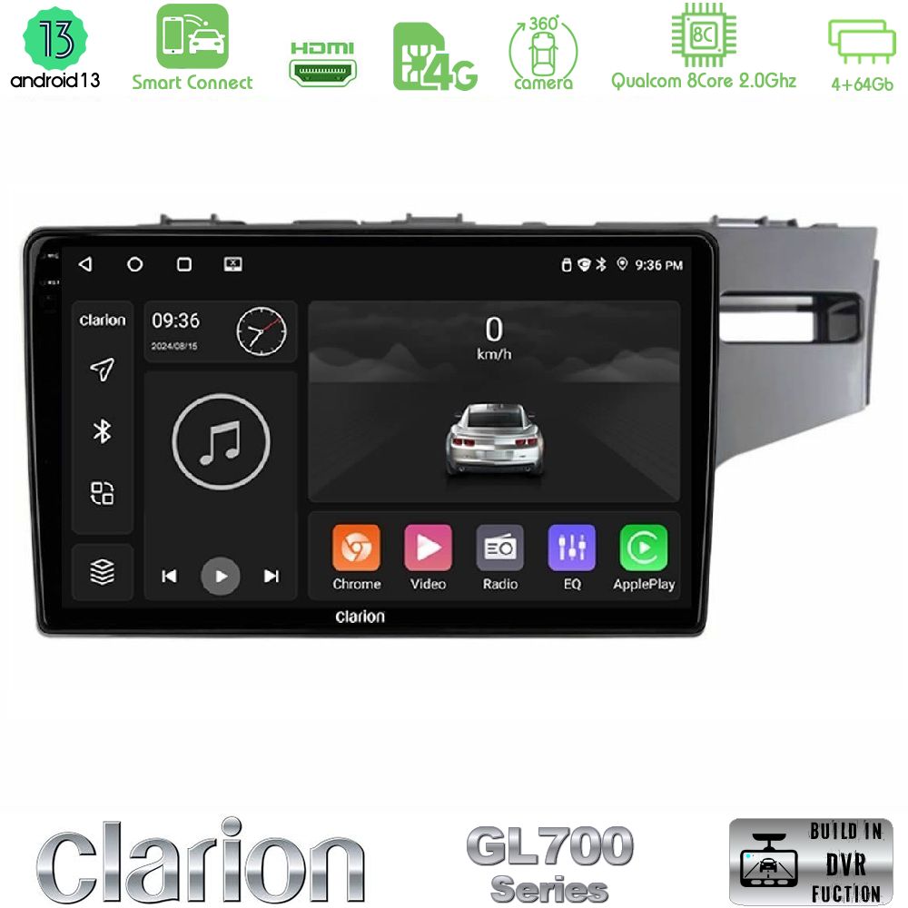Clarion GL700 Series 8Core Android13 4+64GB Honda Jazz 2013-2020 RHD Navigation Multimedia Tablet 9" Με Carplay & Android Auto