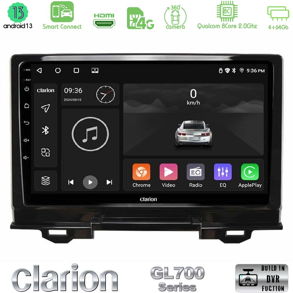 Clarion GL700 Series 8Core Android13 4+64GB Honda HR-V 2021-> Navigation Multimedia Tablet 9" Με Carplay & Android Auto