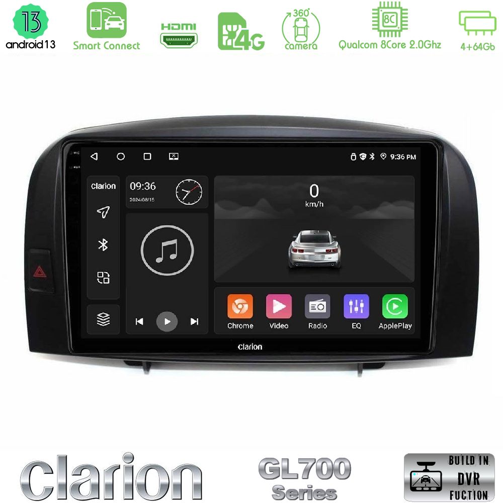 Clarion GL700 Series 8Core Android13 4+64GB Hyundai Sonata 2005-2009 Navigation Multimedia Tablet 10" Με Carplay & Android Auto